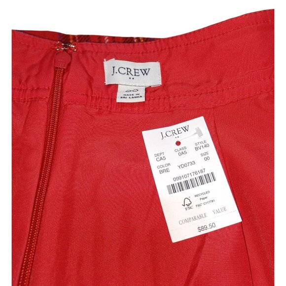 J Crew Wool Blend Tartan Plaid Mini Skirt XXS Holiday Preppy Academia Schoolgirl - Picture 3 of 6